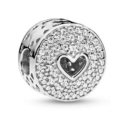 2024 New 925 Silver Plated Diamond Heart Bell Loose Charm Beads For Pandora DIY Bracelet Necklace Jewelry Accessories Gifts