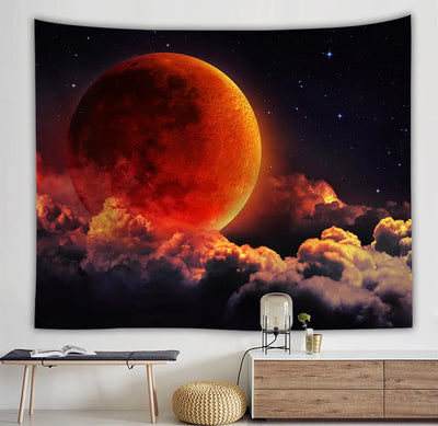 Starry sky moon night scene tapestry room art decoration background cloth home living room decoration wall hanging beach towel
