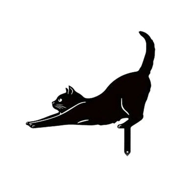 Cat Ground Stake Ornament Ground Plug Outdoor Garden Balcony Art Decoration Metal Crafts