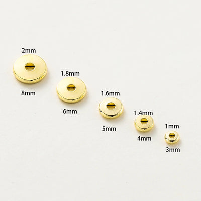 14K/18K Gold Plated 10-30Pcs 3/4/5/6/8mm Spacer Beads for DIY Necklace Bracelet Jewelry Making Supplies Accessories Wholesale
