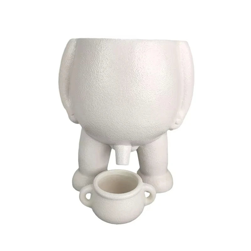 Ceramic Peeing Potted Gardening Pots Novelty Peeing Planter Pot with Drainage Desktop Flowers Planter Display for Bedroom Patios