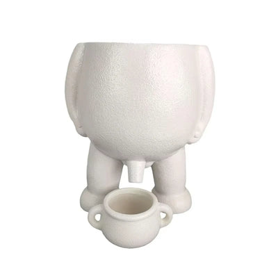 Ceramic Peeing Potted Gardening Pots Novelty Peeing Planter Pot with Drainage Desktop Flowers Planter Display for Bedroom Patios