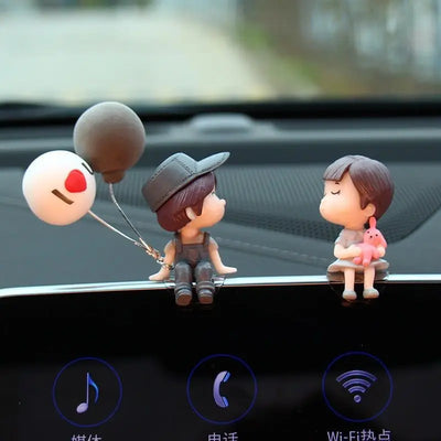 Car Decoration Cute Cartoon Couples Action Figure Figurines Balloon Ornament Auto Interior Dashboard for Girls Gifts Accessories