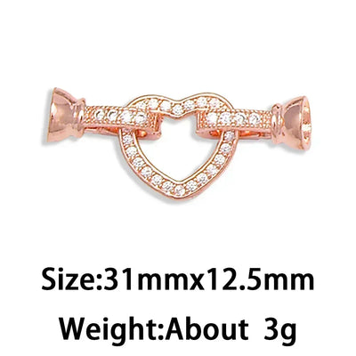 1 Pcs Paved Zircon Connector for Jewelry Making Diy Necklace Bracelet Chain Accessories Gold/Silver Color Round Heart Shape Part