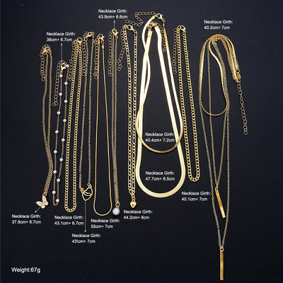 11 Pcs Simple Pearl Choker Necklaces Set for Women Fashion Layered Chain Star Cross Heart Pendant Charms Necklace Jewelry Gifts