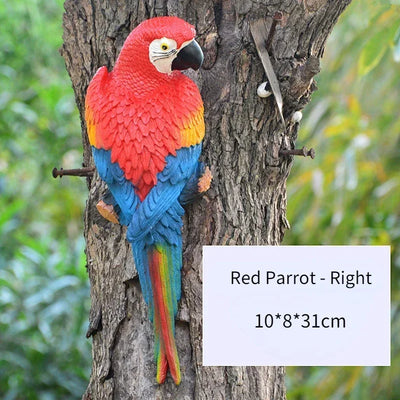 Simulation Parrot Statue Birds Wall Mounted Outdoor Garden Resin Tree Hanging Decoration Animal Sculpture Home Ornament Decor