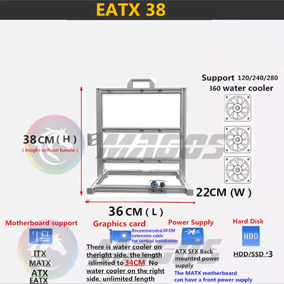 Open PC Case Frame Rack ITX MATX ATX EATX Gamers Cabinet DIY Water Cooler Desktop PC Creative Gabinete Gaming Chassis MOD