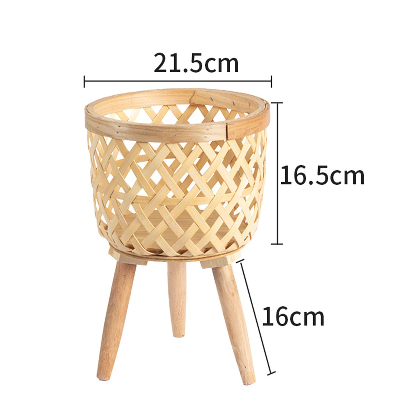 Hand Woven Flower Pot Wood Tripod Stand for Balcony Planters Backyard Garden