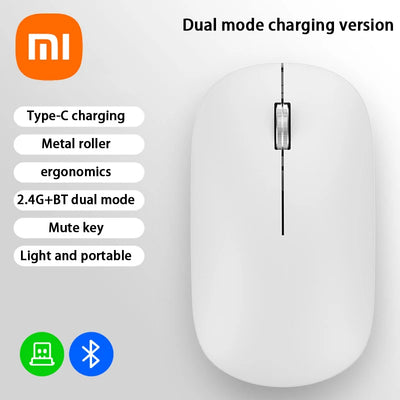 Xiaomi Bluetooth Wireless Mute Mouse Dual Mode Dpi Adjustable 2.4g Type C Rechargeable Silent Ergonomic Portable Office Mouse