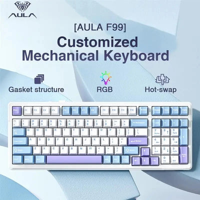 2025 Aula F99 Gaming Mechanical Keyboard Three Mode 2.4g Wireless Bluetooth Wired Hot Swap PBT Gasket RGB For PC Laptop Gamer
