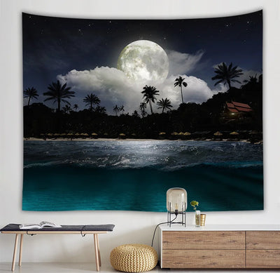 Starry sky moon night scene tapestry room art decoration background cloth home living room decoration wall hanging beach towel