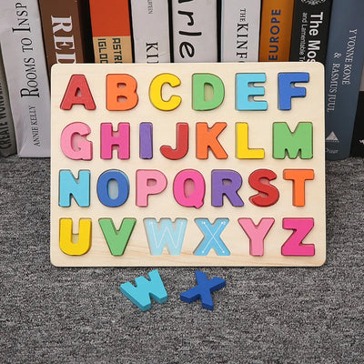 Wooden Puzzle Montessori Toys for Baby 1 2 3 Years Old Kids Alphabet Number Shape Matching Games Children Early Educational Toys