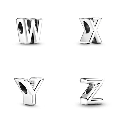 925 Silver Plate 26 English Letters Combined Freely Beads For Pandora DIY Charms Bracelet Keychain Jewelry Accessories Gifts