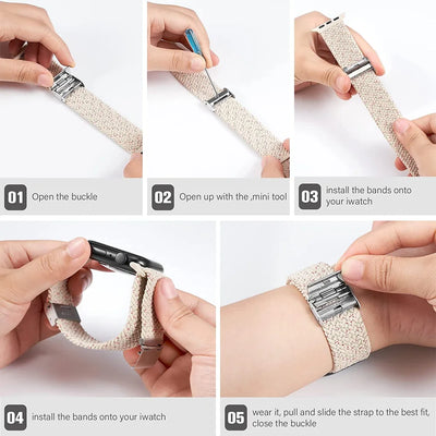 Strap For Apple watch band 46mm 45mm 44mm 49mm 40mm 41mm 42mm Braided loop correa bracelet iWatch series 10 8 9 7 5 se 6 4 Ultra