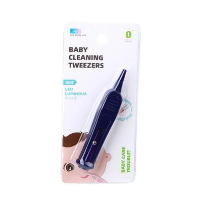 Safety Forceps with LED Light Baby Dig Booger Clip Infants Clean Ear Nose Navel Safety Tweezers Safe Forceps Cleaning Supplies