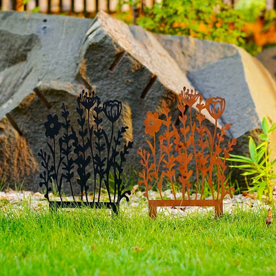 Rustic Metal Wildflower Garden Stake - Vintage Yellow Outdoor Decor For Lawn & Pots, Perfect Gift For Plant Enthusiasts