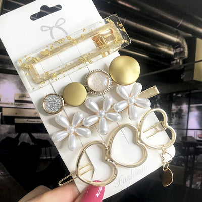 New Fashion 3/4pcs Set Pearl Hair Clip For Women Korean Hairpin Geometric Crystal Hair Barrettes Girl Hair Accessories Hairgrip