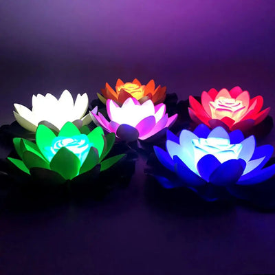 Solar Powered Night Light Energy Saving LED Lamp 18/28cm Artifical Floating Lotus Lotus Garden Pool Pond Fountain Decoration