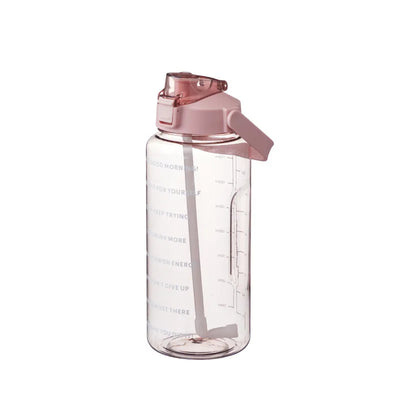 2000ml Sports Drinking Bottles with Time Marker Men Women Water Bottle with Straw Large Capacity Outdoor Cup Fitness Drinkware
