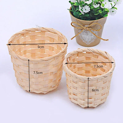 Handmade Bamboo Garden Flower Pot Straw Patchwork Wicker Rattan Seagrass Storage Nursery Pots Wicker Basket Organizer planters
