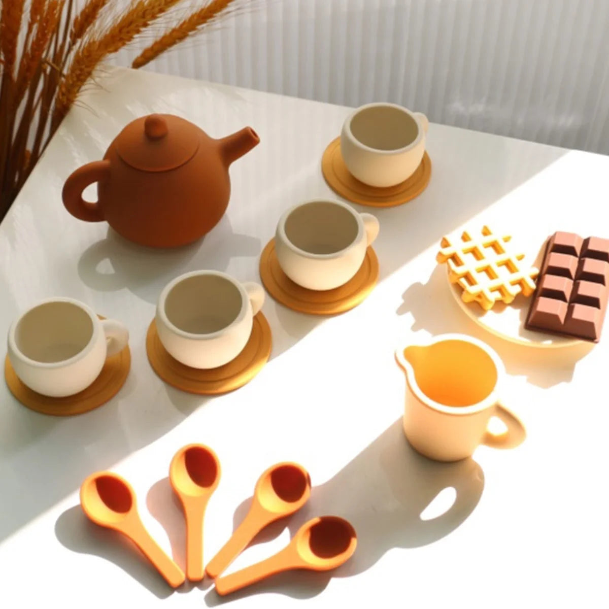 Silicone Afternoon Tea Set  and Doctor Toys Pretend Play Role Play Game Early Educational Toy for Toddlers Girls Boys Kids Gift