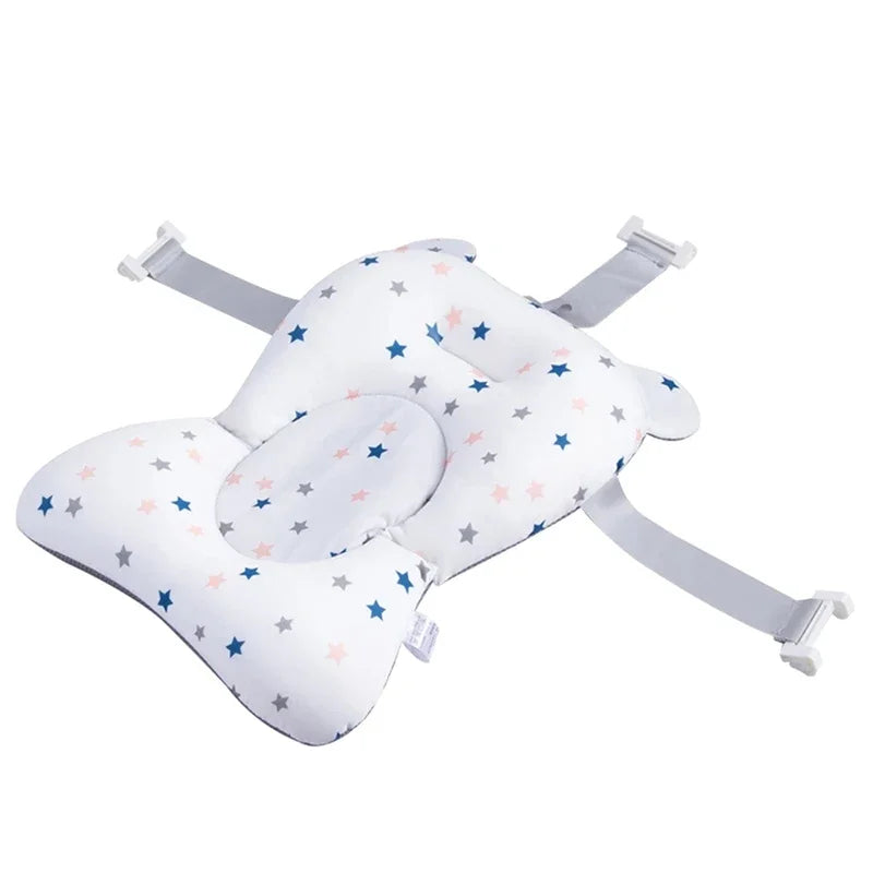 BABY BATH SEAT SUPPORT MAT FOLDABLE BATH TUB PAD & CHAIR NEWBORN BATHTUB PILLOW INFANT ANTI-SLIP SOFT COMFORT BODY CUSHION