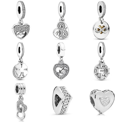 2024 New 925 Silver Plated Diamond Heart Bell Loose Charm Beads For Pandora DIY Bracelet Necklace Jewelry Accessories Gifts