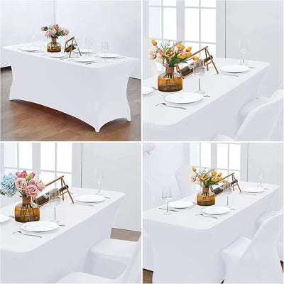 Spandex Rectangle Table Cloth Lycra, Washable and Wrinkle Resistant Table Cover Fitted for Event, Wedding Banquet Party