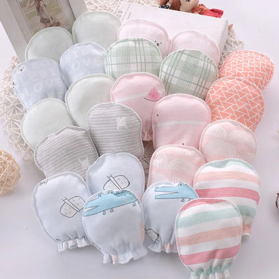 5 Pairs Anti-Scratch Gloves For Babies Cotton Cute Newborn Mittens 0-3 Months Baby Boy Girl Accessories