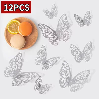 12/48Pcs Fashion 3D Butterfly Creative DIY  Wall Sticker Modern Wall Art Home Bedroom Room Decorative Butterflies  DIY Gift