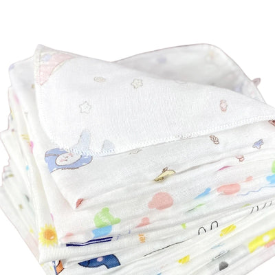 10pcs Pack 31*31cm 100% Cotton Gauze Newborn Baby Infant Cartoon Face Hand Bathing Towel Bibs Feeding Square Towels Handkerchief