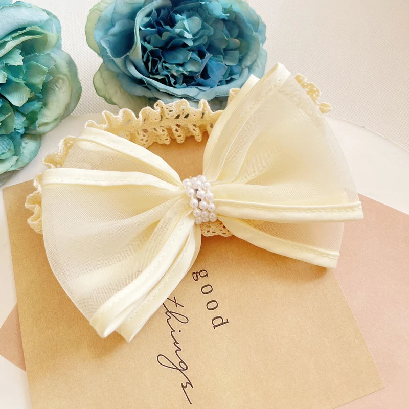 Princess Lace Florwers Bowknot Baby Headbands Elastic Girl Hair Bands Newborn Infant Accessories Photography Props Headwear