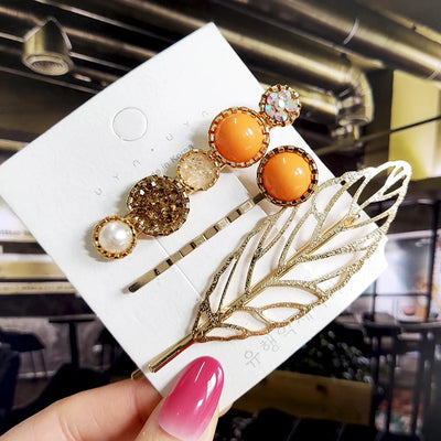 New Fashion 3/4pcs Set Pearl Hair Clip For Women Korean Hairpin Geometric Crystal Hair Barrettes Girl Hair Accessories Hairgrip