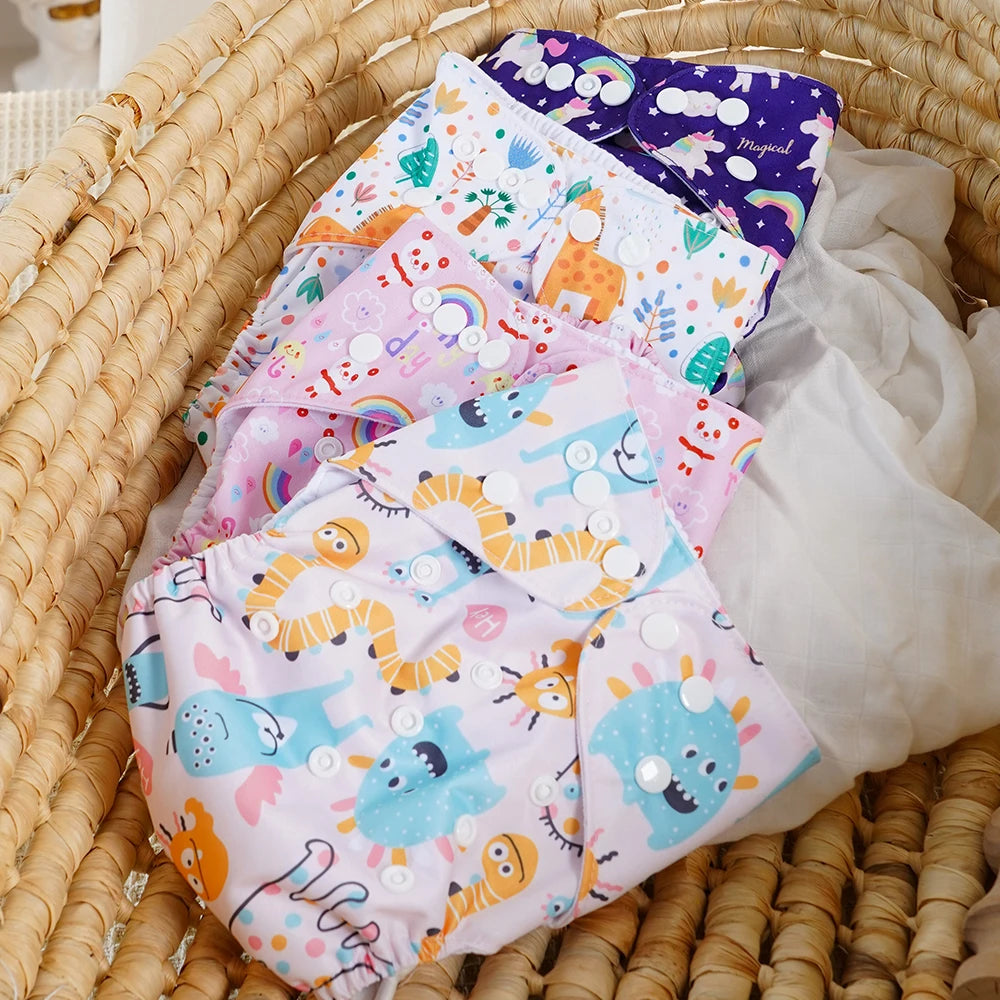 3PCS/SET NEWBORN BABY CLOTH DIAPERS REUSABLE WATERPROOF ECO-FRIENDLY ADJUSTABLE SUEDE CLOTH POCKET DIAPER