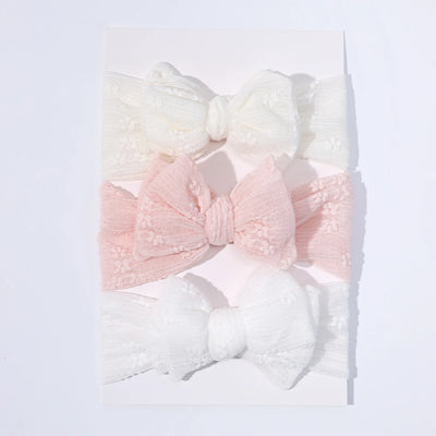 3PCS/SET BABY GIRL HEADBAND DOUBLE MESH BOWS HAIRBAND SOFT TURBAN LOVELY BOW KIDS HEADWEAR HAIR ACCESSORIES FOR NEWBORN INFANT
