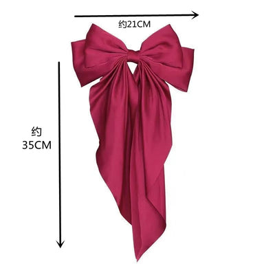2023 New Women Large Bow Hairpin Summer Chiffon Big Bowknot Stain Bow Barrettes Women Solid Color Ponytail Clip Hair Accessories