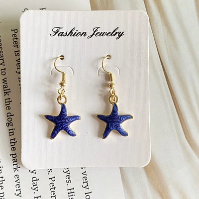 Bohemia Blue Black Cute Starfish Pendant Necklace For Women Colorful Summer Fashion Charm Necklace Jewelry Gift for Friend