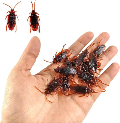 10pcs Prank Fake Roaches Model Simulation Rubber Cockroach Bug Toy Funny Trick Joke Toys Plastic Bugs Gift for Kids Creepy Decor