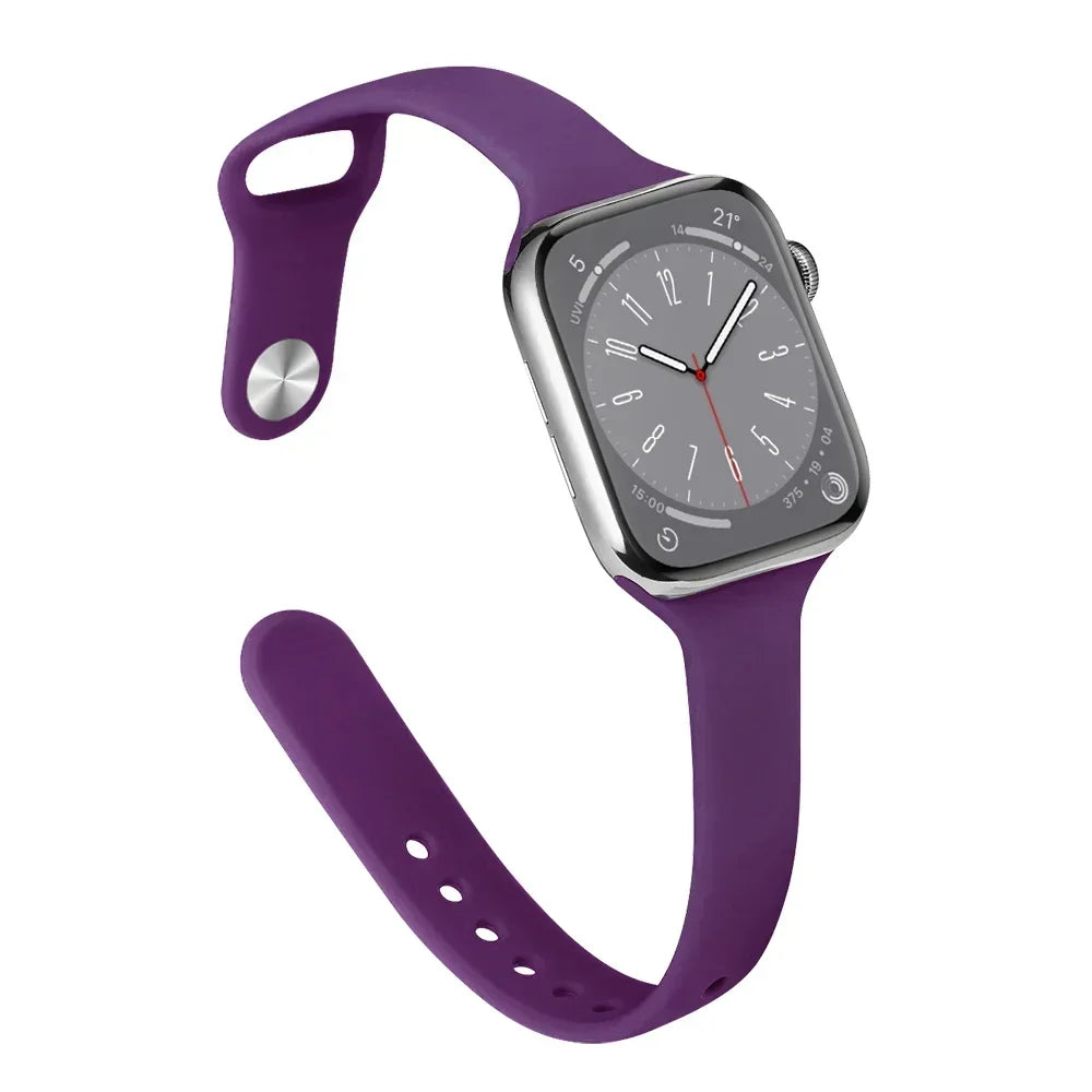 Slim Silicone Strap For Apple Watch Band 45mm 44mm 40mm 41mm 42-38mm sport bracelet iwatch series 8 7 se 3 4 5 6 9 ultra 2 49mm