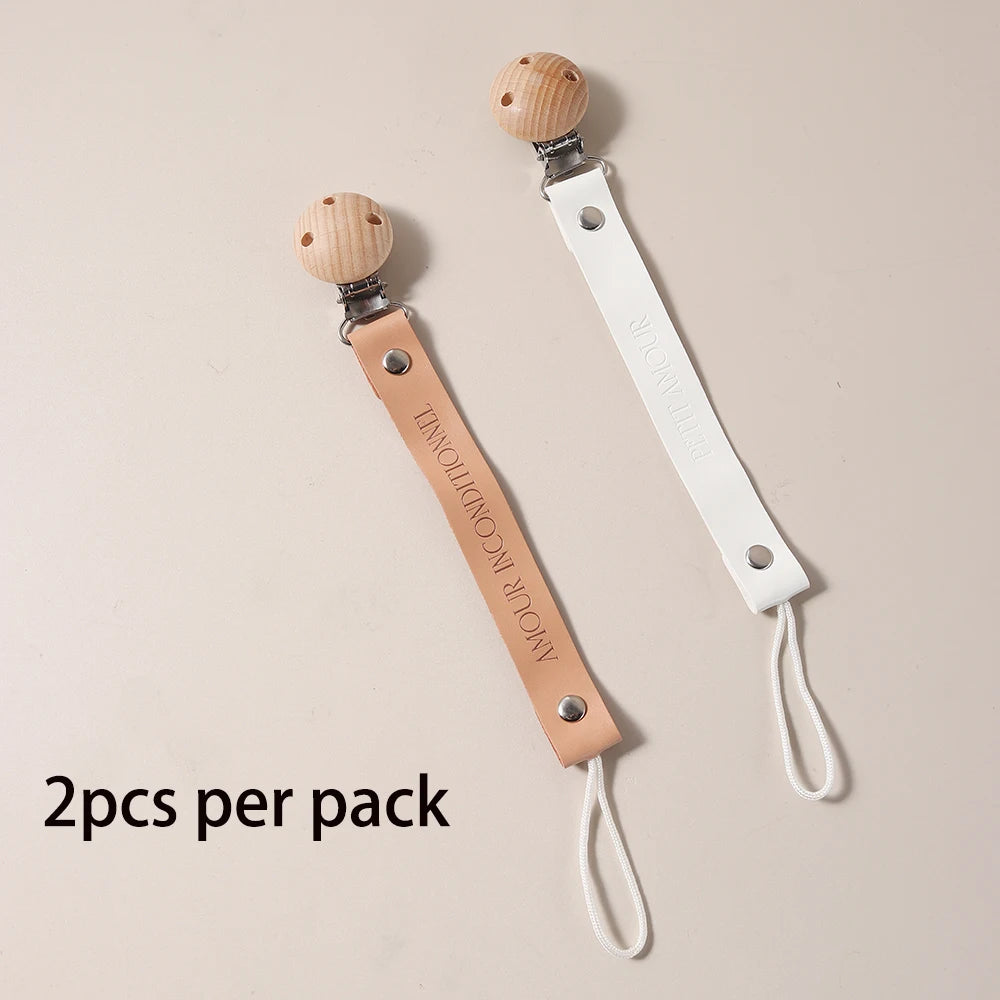 HOT PU Leather Baby Pacifier Chain Rainbow Soother Pacifier Clips Chain Metal Dummy Clip Nipple Holder Clasps
