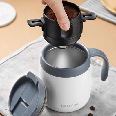 304 Stainless Steel Portable Coffee Filter Drip Coffee Tea Holder Reusable Mug  Dripper Tea Cup Set Pot Coffeeware