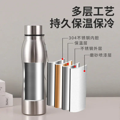 High Quality 1000ml Stainless Steel Sport Water Bottle Single-layer Rugged Water Cup Metal Flask Drinkware Camping Sports Gym