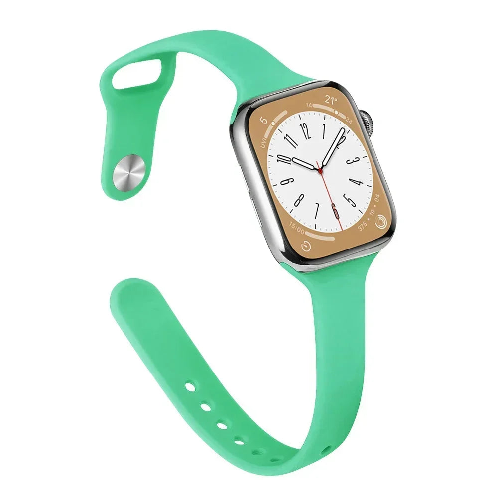 Slim Silicone Strap For Apple Watch Band 45mm 44mm 40mm 41mm 42-38mm sport bracelet iwatch series 8 7 se 3 4 5 6 9 ultra 2 49mm