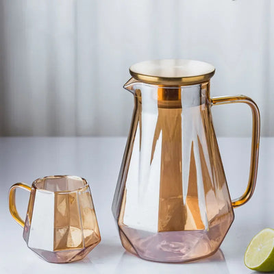 1.5L colourful Diamond Glass Teapot Set Home Water Carafe Heat-resistant Teapot  Hot Cold Water Water Jug Coffee Pot