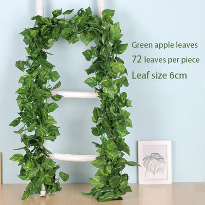 24M Artificial Plants False Leaves Home Decor Fake Foliage Vine Home Garden Decoration Wedding Party Wall Hanging Decorations