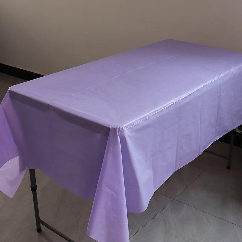 Plastic Disposable Solid Color Tablecloth Birthday Party Wedding Christmas Table Cover Wipe Desk Cloth Decor  Covers Rectangle