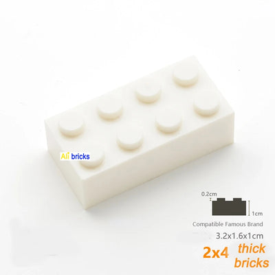 80pcs Bulk Building Blocks Thick Figures Bricks 2x4 Dots Educational Creative Size Compatible With 3001 Plastic Toy for Children