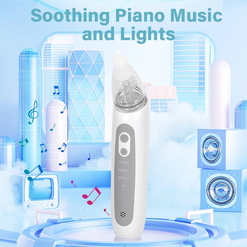 Nasal Aspirator for Baby Electric Nose Aspirator for Toddler Nose Sucker Automatic Nose Cleaner with Music and 3 Silicone Tips