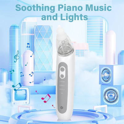 Nasal Aspirator for Baby Electric Nose Aspirator for Toddler Nose Sucker Automatic Nose Cleaner with Music and 3 Silicone Tips