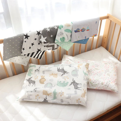 30X50CM BABY PILLOW AND CASE SET, COTTON PILLOWCASE AND PILLOW CORE WITH CARTOON PATTERN FOR KIDS BOYS AND GIRLS
